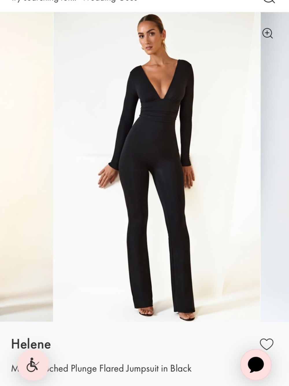 Oh Polly Black Plunge Flared Jumpsuit